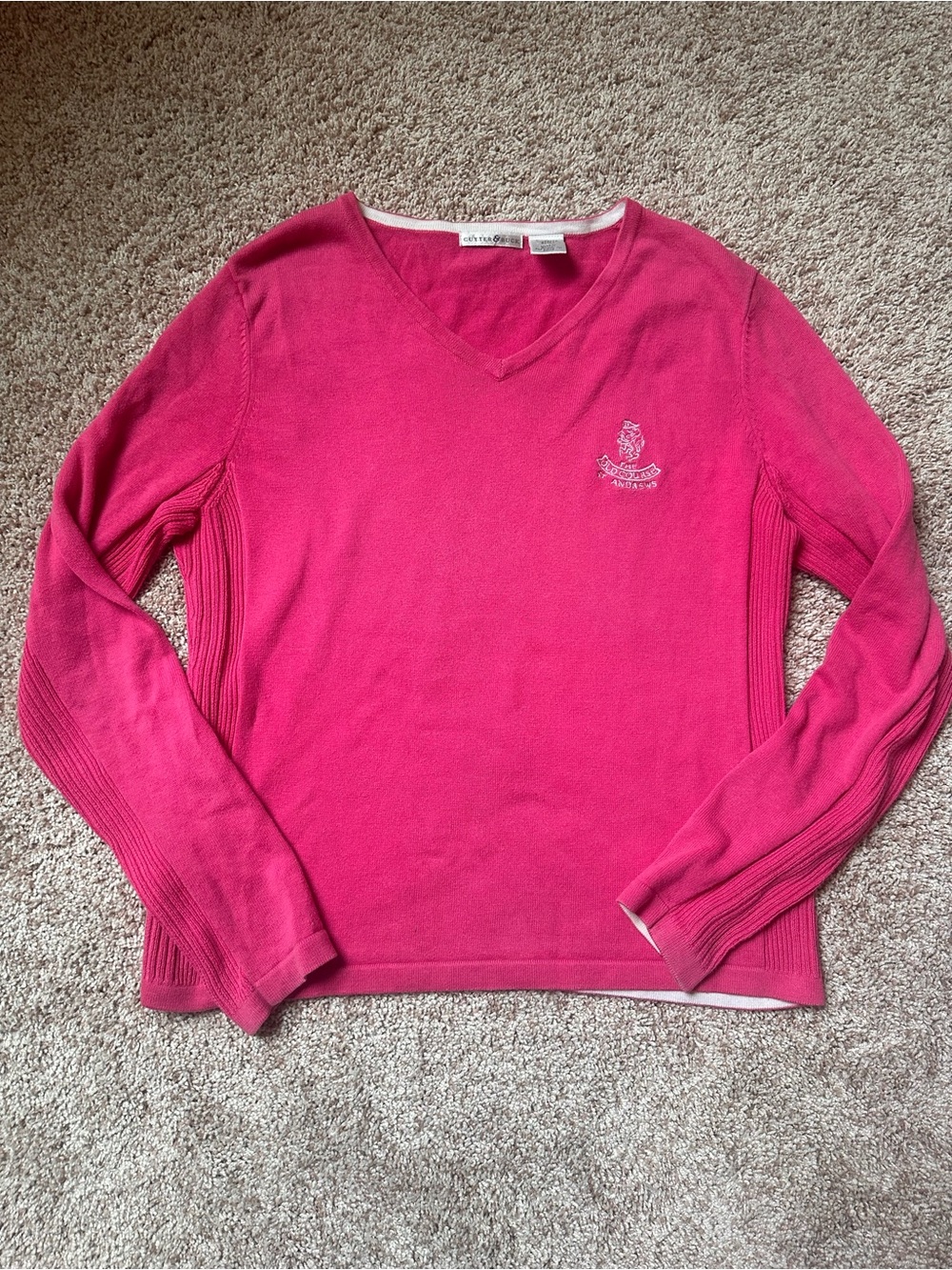Cutter & Buck Pink V-Neck Golf Sweater The Old Course St Andrews Logo Size M